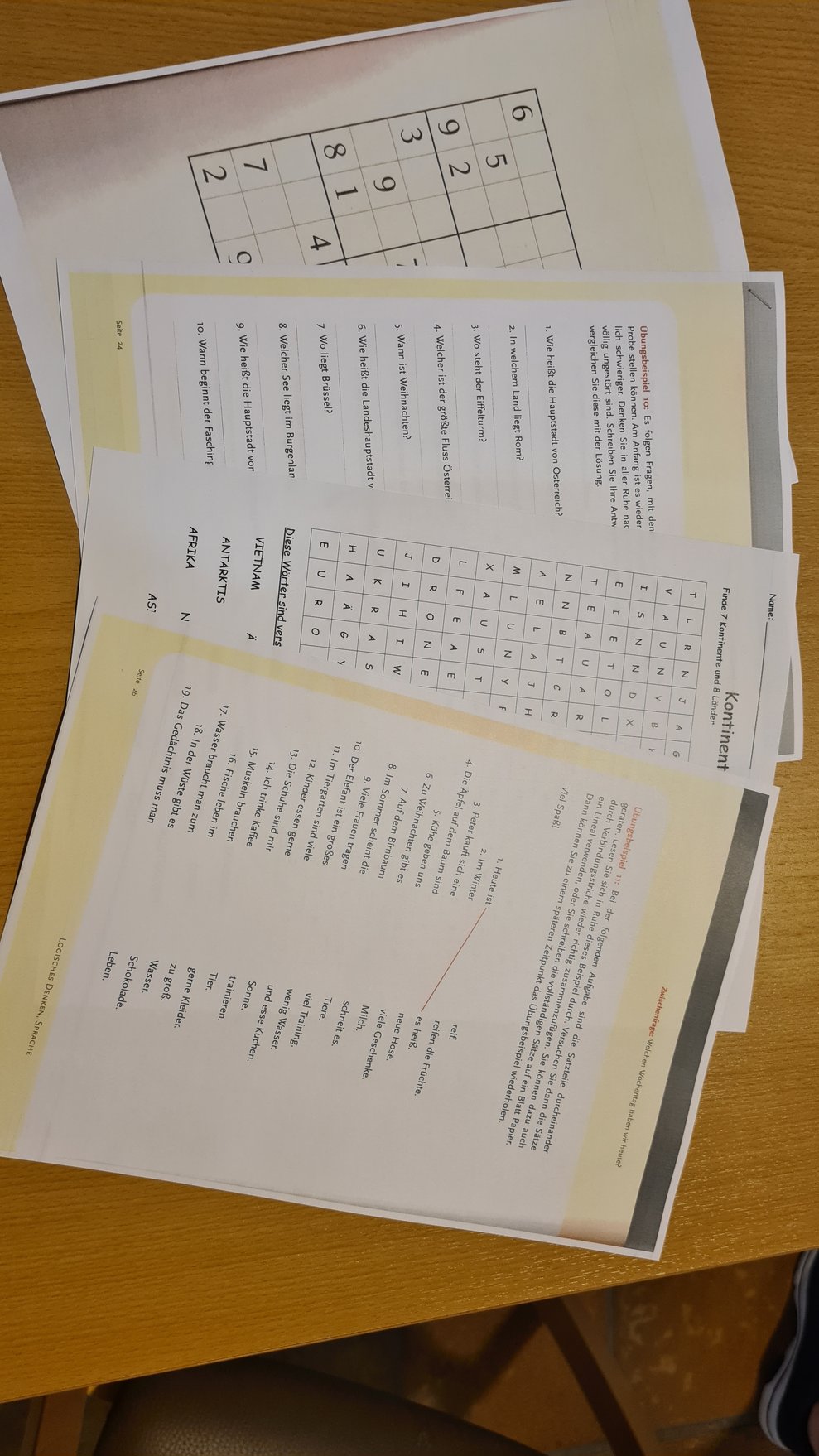 Rätsel, Sudoku und Wissenswertes durfte auch nicht fehlen.