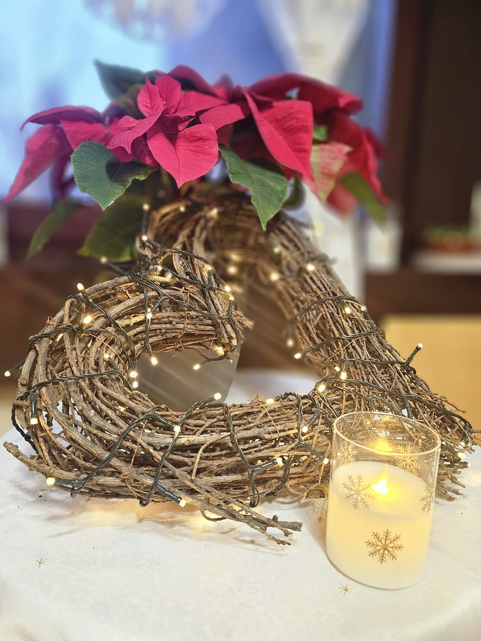 Der große Weihnachtsstern schmückt eine der vielen Plätze in unserem Haus. 